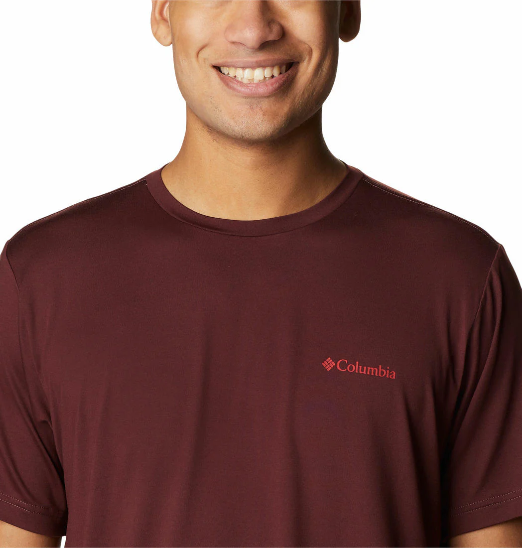 Columbia Men Maroon Tech Trail Graphic Tee (Sun Protection) - Image 2