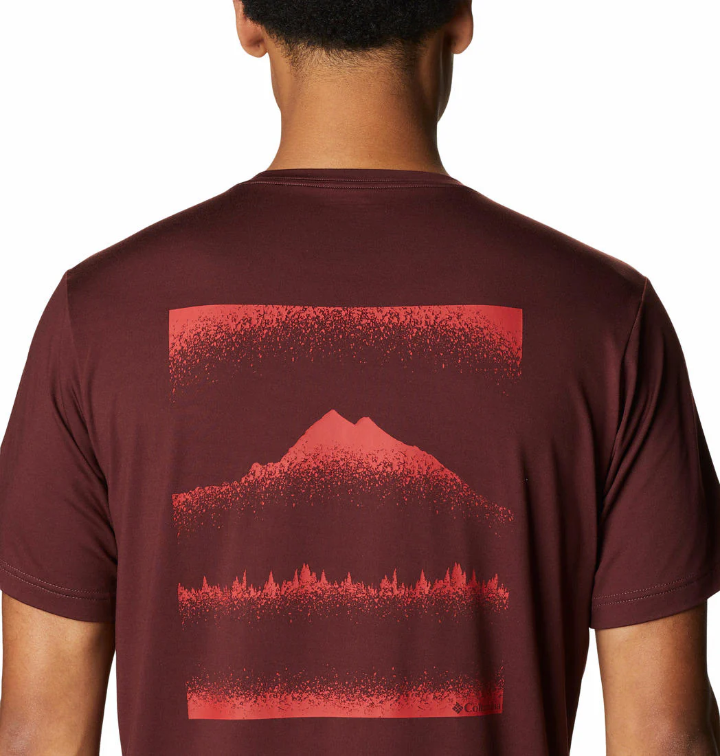 Columbia Men Maroon Tech Trail Graphic Tee (Sun Protection) - Image 4