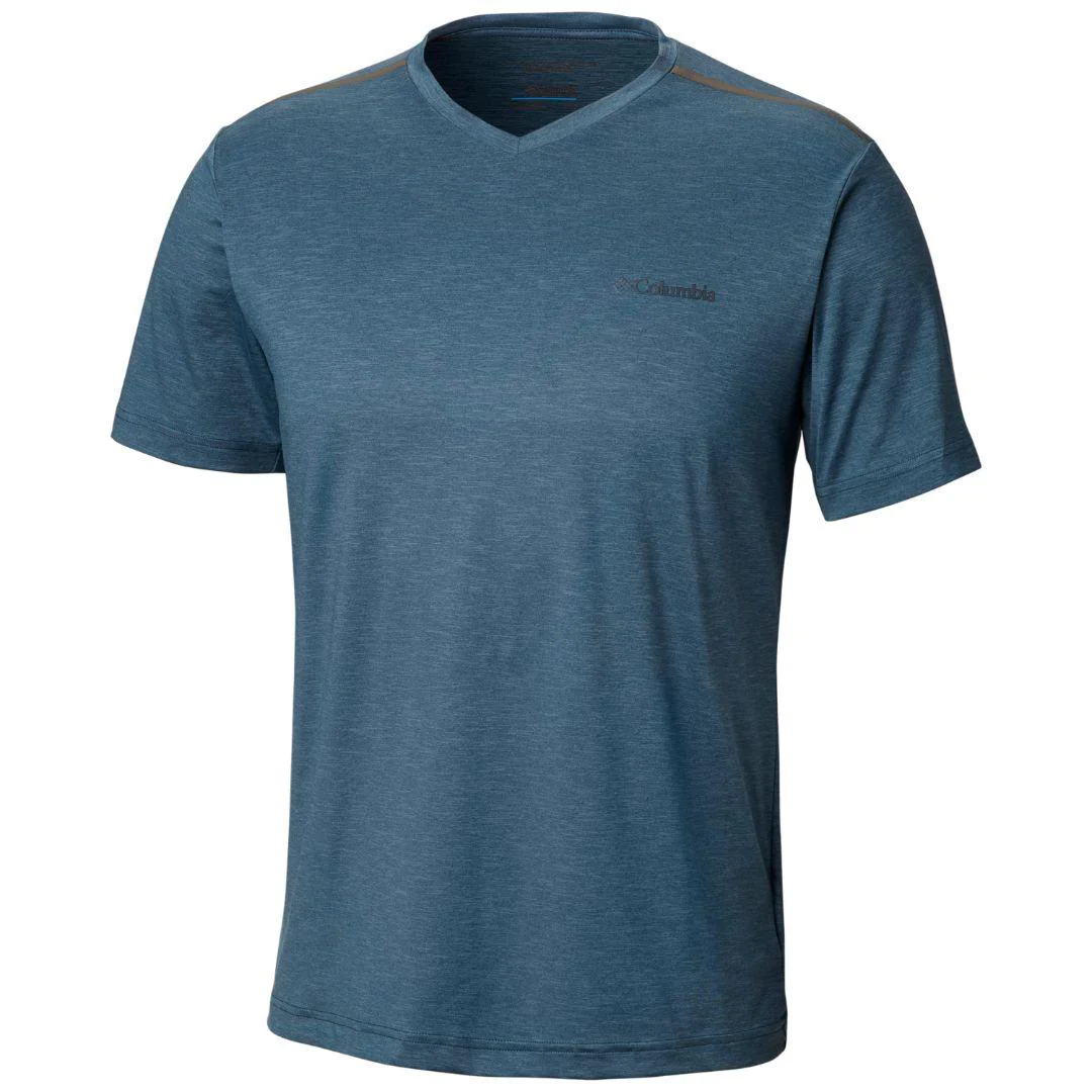 Columbia Men Blue Tech Trail II V Neck (Sun Protection)