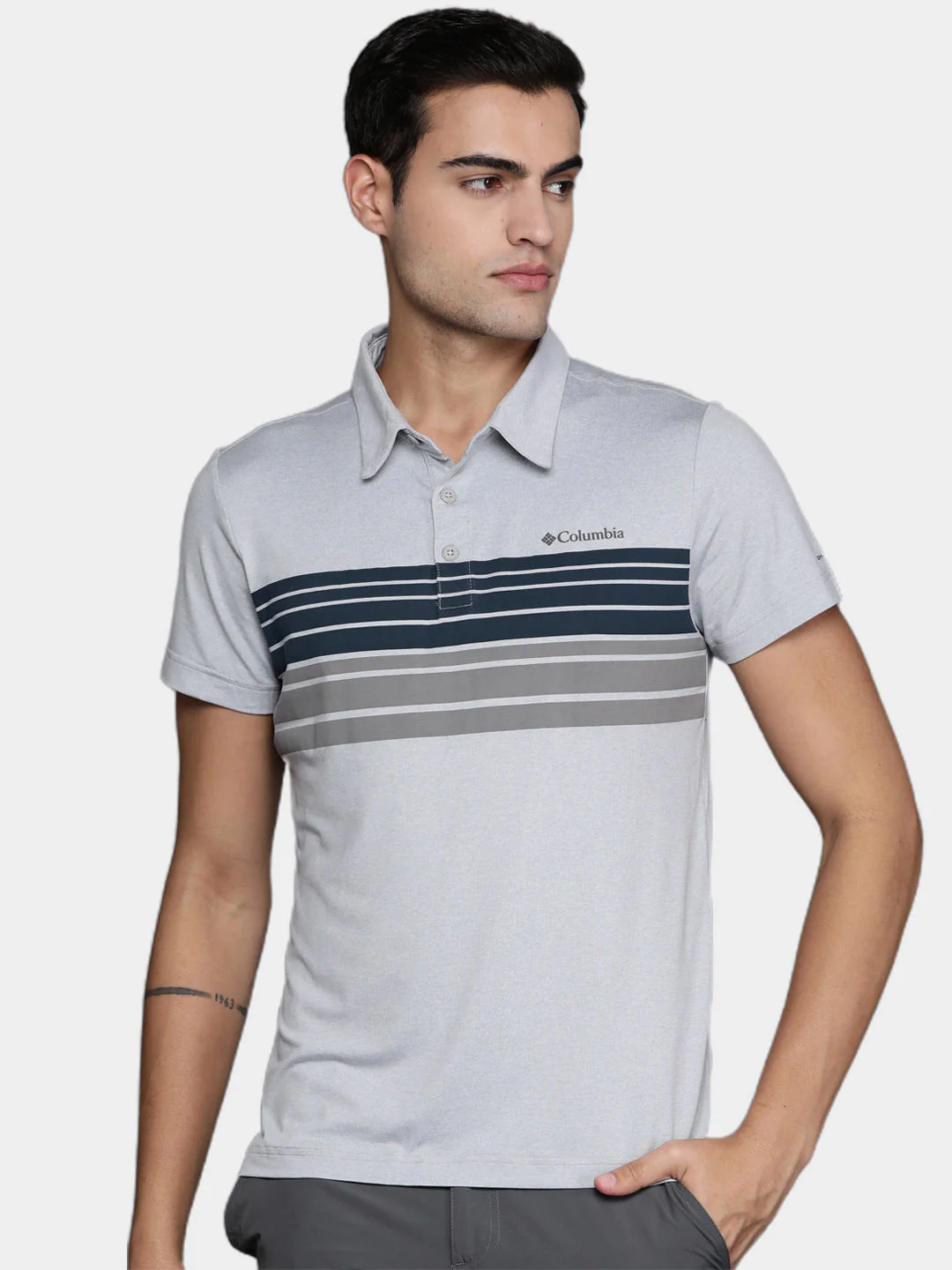Columbia Men Grey Tech Trail Novelty Polo (Sun Protection) - Image 6