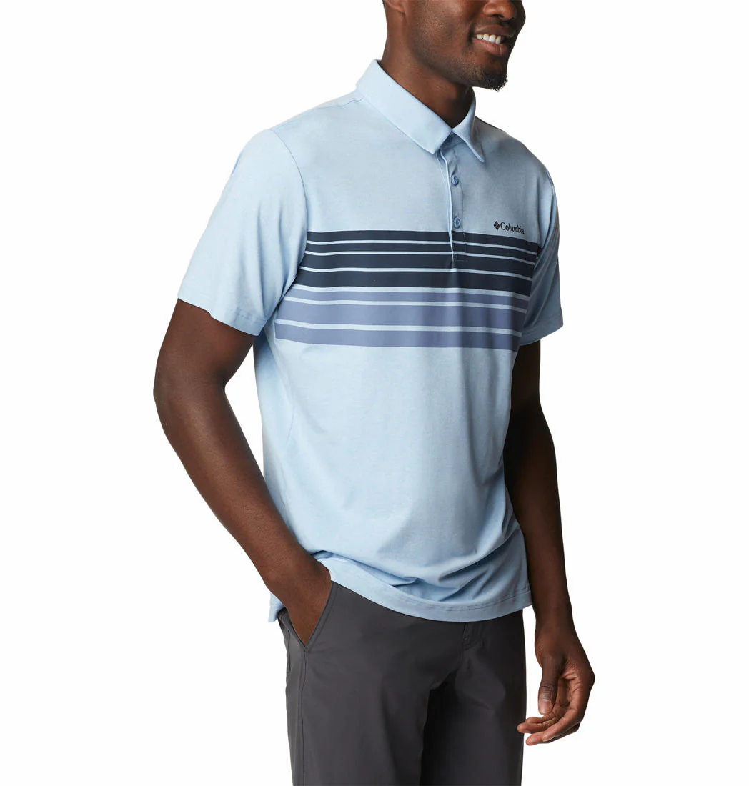 Columbia Men Blue Tech Trail Novelty Polo (Sun Protection) - Image 4