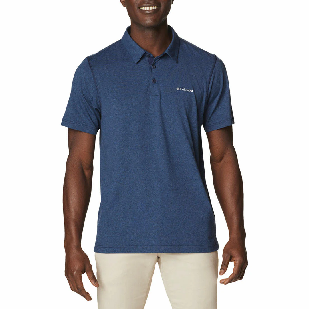Columbia Men Blue Tech Trail Polo (Sun Protection)