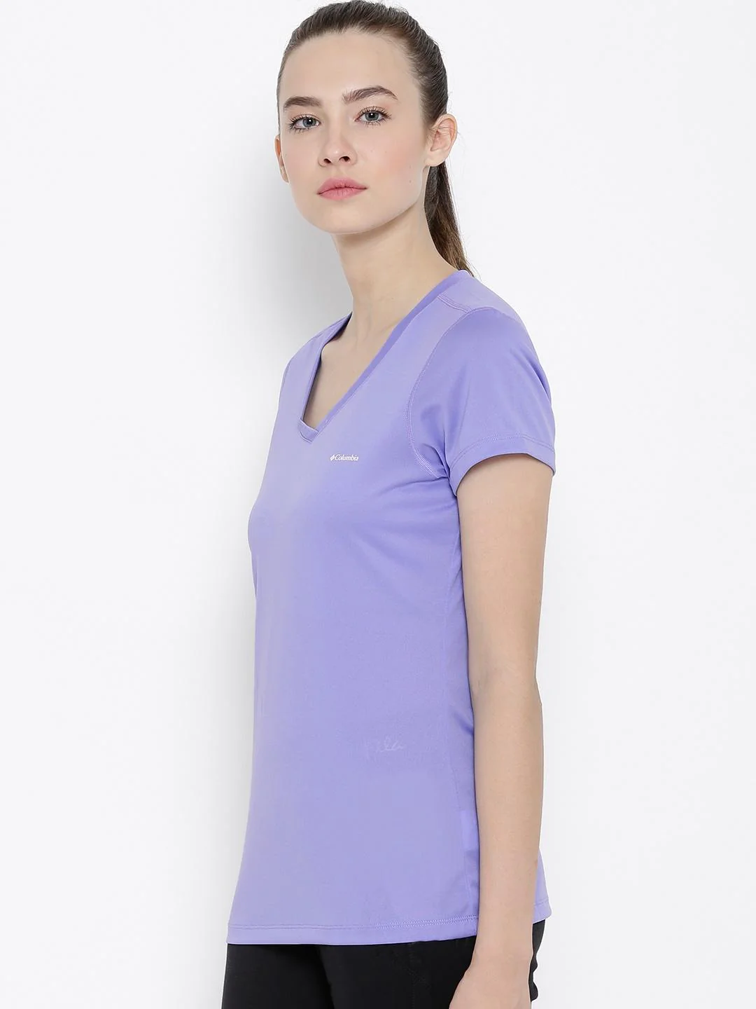 Columbia Women Purple Tech TrekShort Sleeve Shirt - Image 2