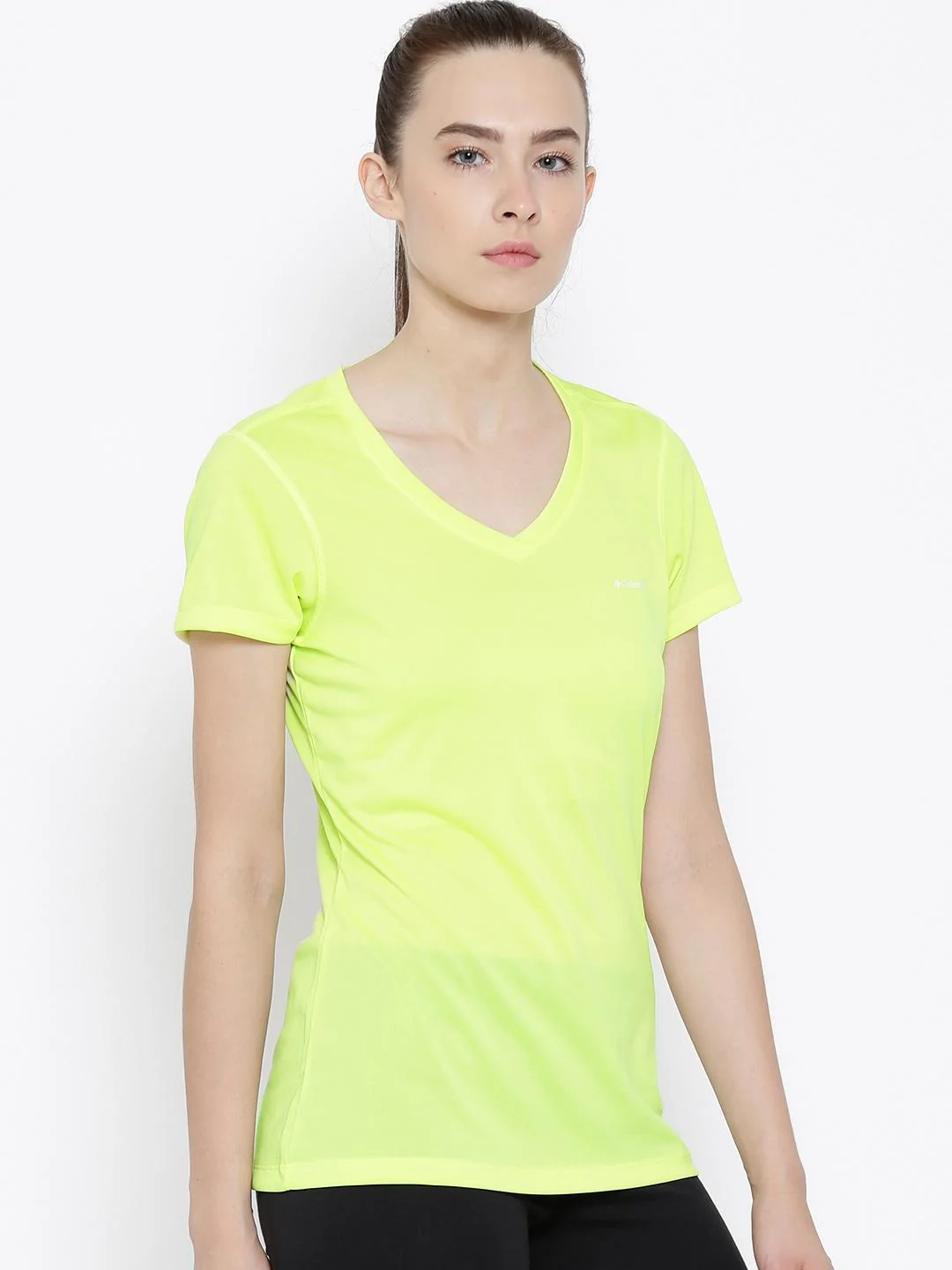 Columbia Women Yellow Tech TrekShort Sleeve Shirt - Image 3
