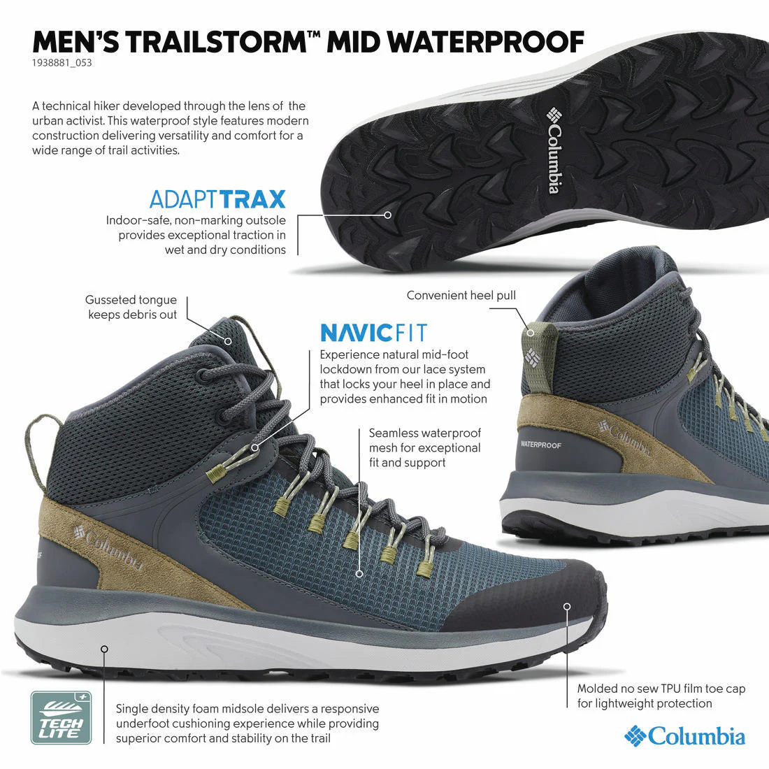 Columbia Men Grey TRAILSTORM MID WATERPROOF - Image 2
