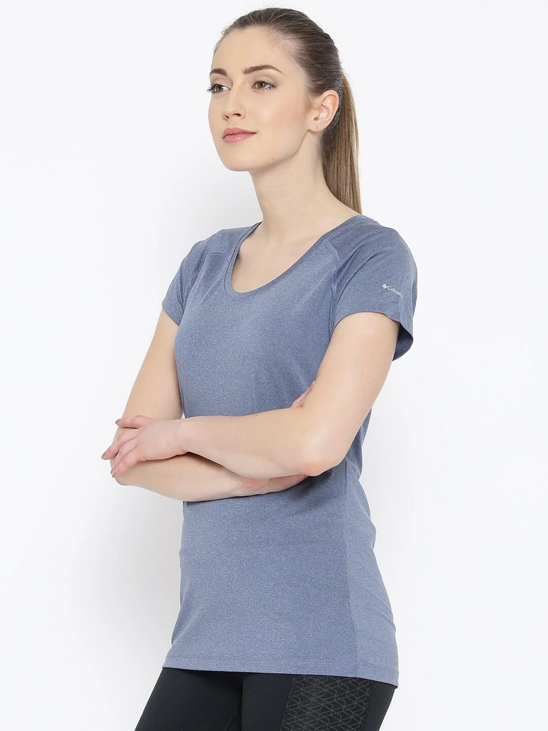 Columbia Women Blue Tuk Mountain Womens Short Sleeve Shirt (Sun Protection) - Image 2
