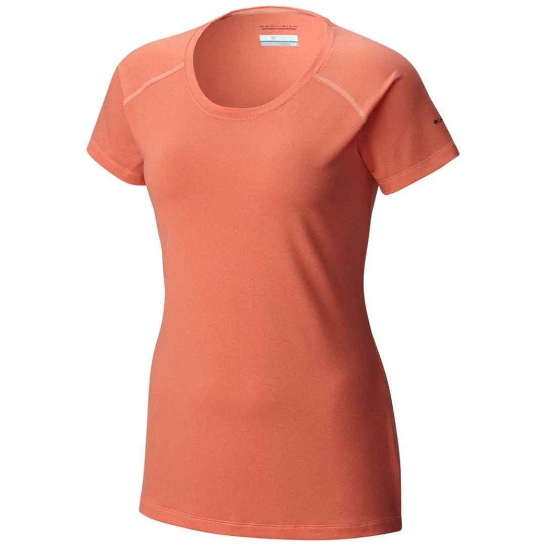 Columbia Women Peach Tuk Mountain Womens Short Sleeve Shirt (Sun Protection)