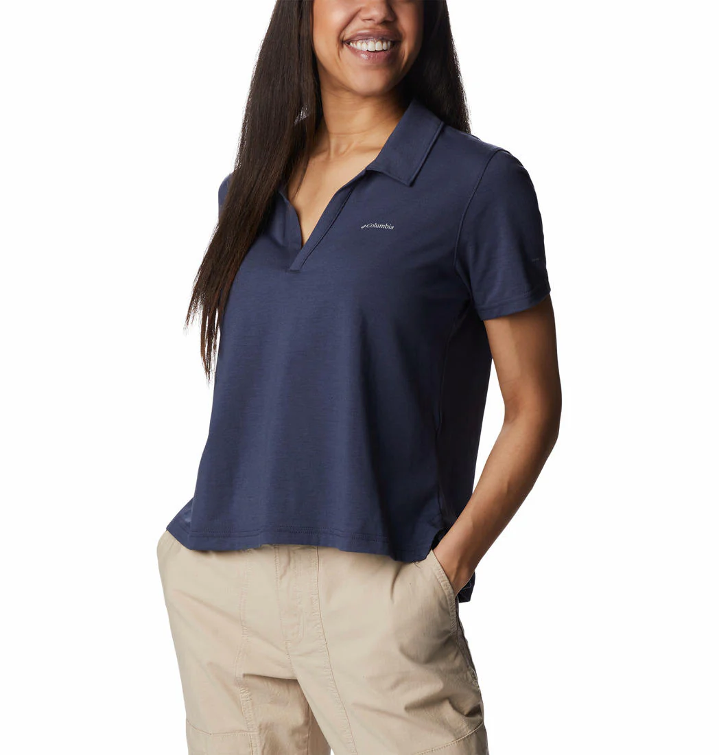 Columbia Women Navy Blue W Sun Trek Polo (Sun Protection) - Image 5