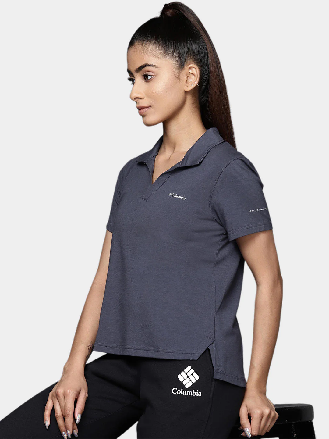 Columbia Women Navy Blue W Sun Trek Polo (Sun Protection) - Image 9