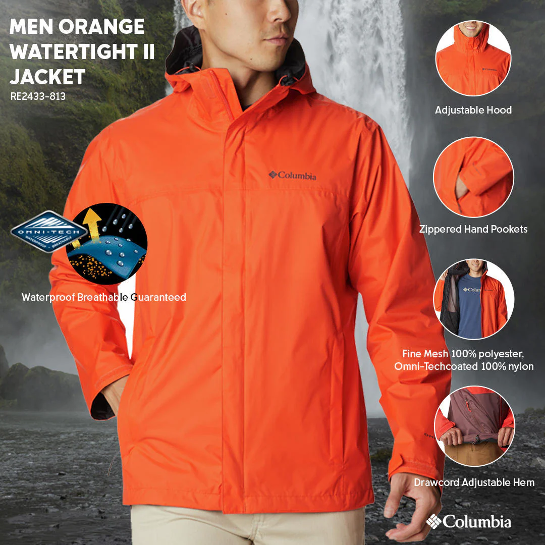 Columbia Men Orange Watertight II Jacket Waterproof - Image 2