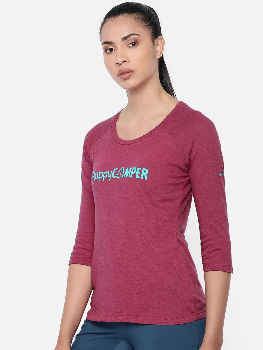 Columbia Women Blue Weekend Explorer 3/4 Tee - Image 4