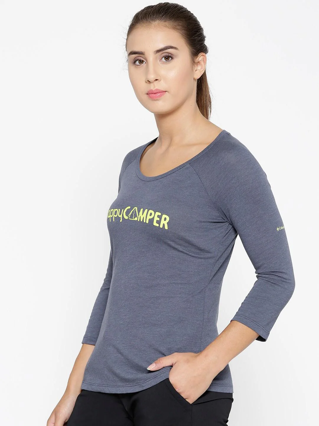 Columbia Women Purple Weekend Explorer 3/4 Tee - Image 4