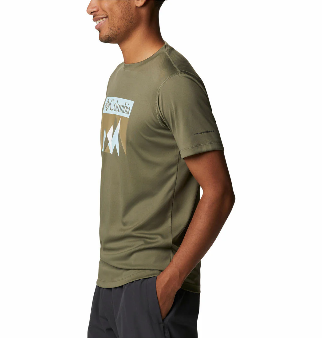 Columbia Men Green Zero Rules Short Sleeve Graphic Shirt (Sun Protection) - Image 5