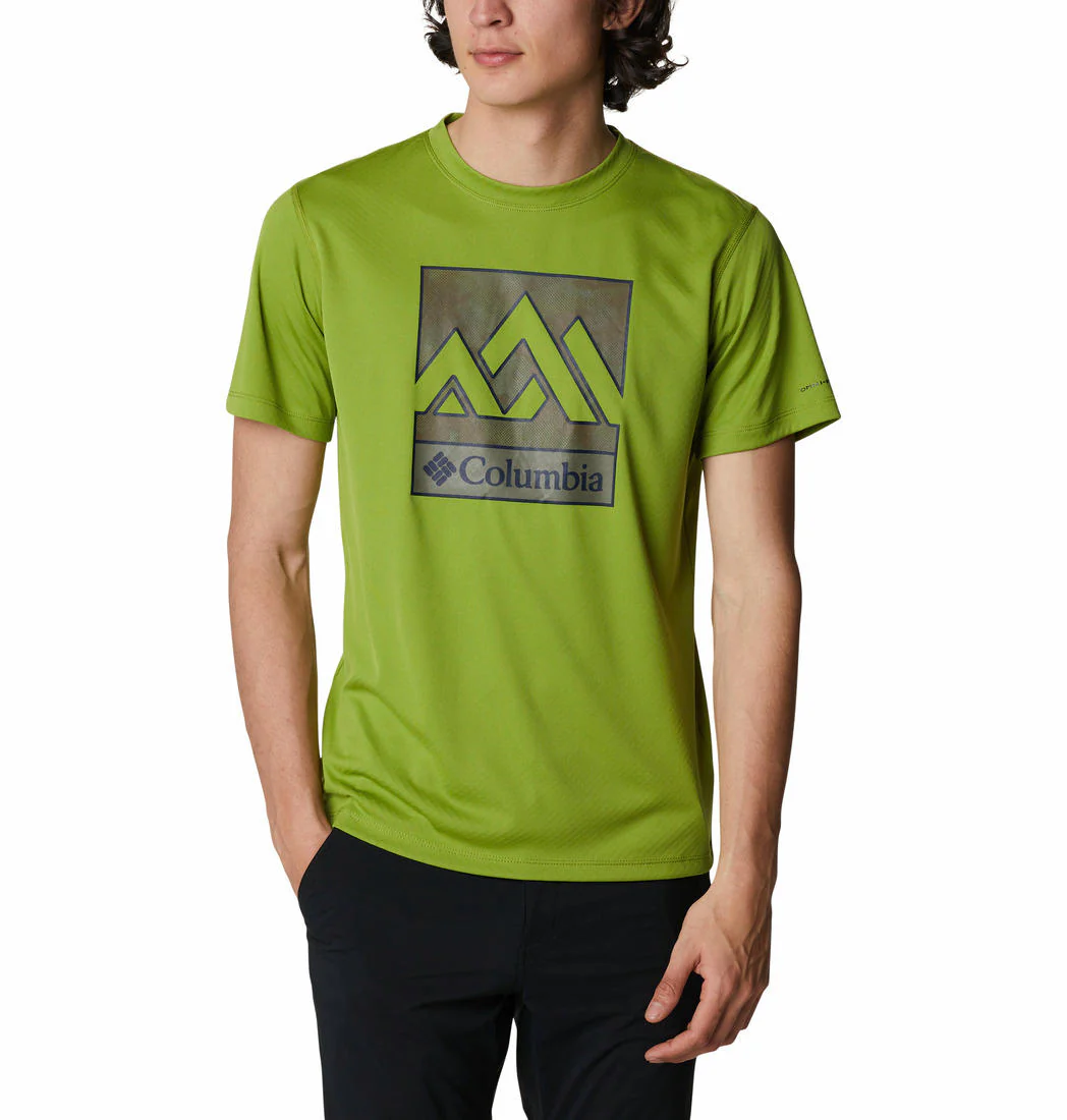 Columbia Men Green Zero Rules Short Sleeve Graphic Shirt (Sun Protection)