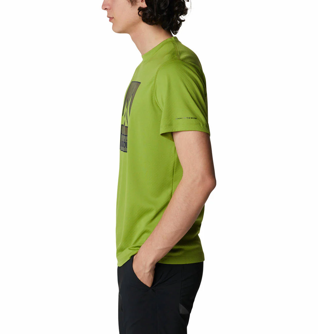 Columbia Men Green Zero Rules Short Sleeve Graphic Shirt (Sun Protection) - Image 3